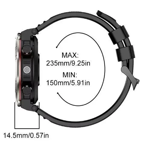 Смарт-годинник Blackview W50 Pro Black 1.45дюймів 960mAh LED Flashlight Глобальна версія - зображення 6