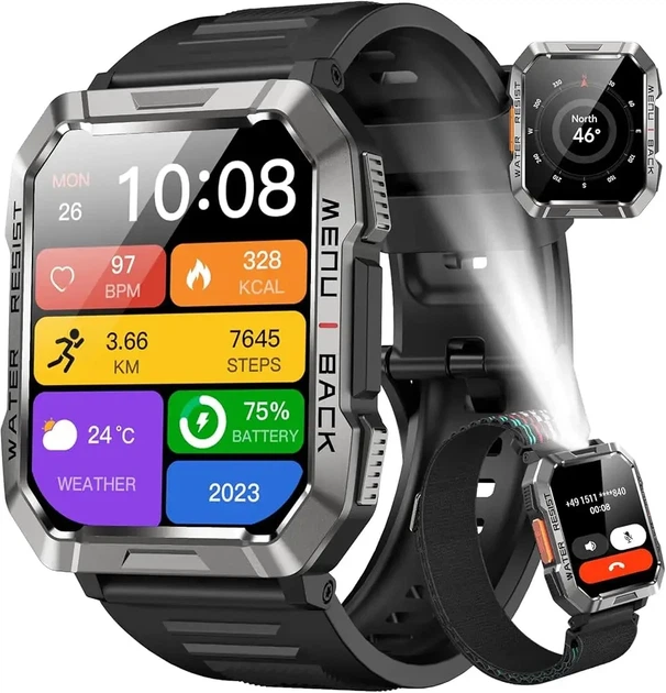 Смарт годинник Blackview W60 Black 900mAh Захищені Протиударні Водонепроникні з фонарем - зображення 2