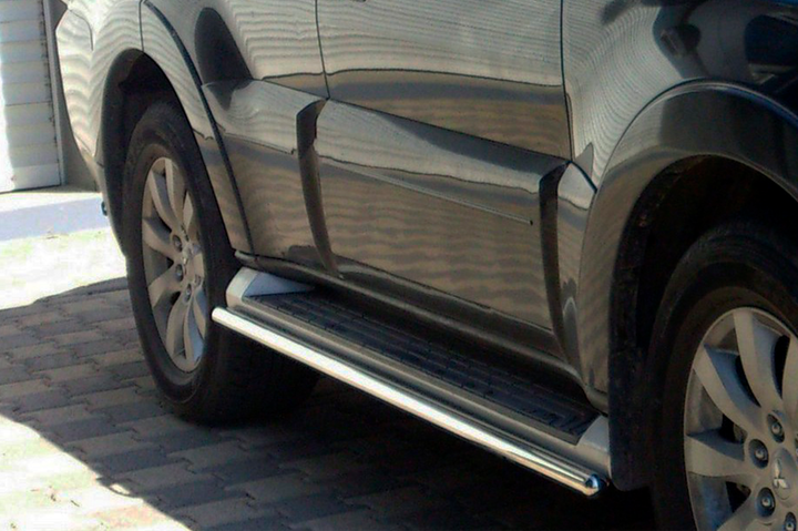Боковые трубы (2 шт., нержавейка) для Mitsubishi Pajero Wagon IV 2006-2021 гг - Фото 1 Боковые трубы (2 шт., нержавейка) для Mitsubishi Pajero Wagon IV 2006-2021 гг - изображение 1