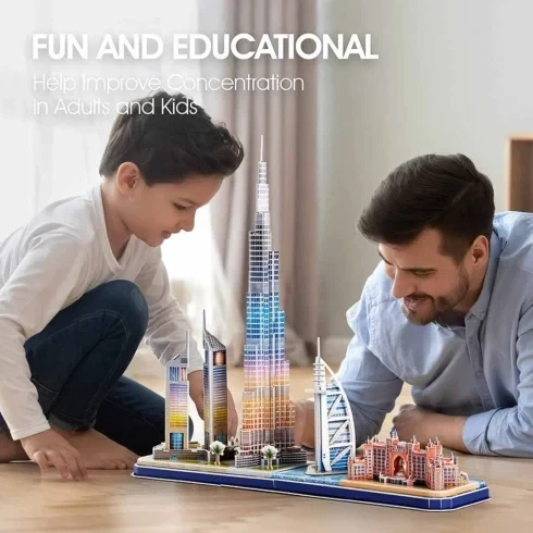 Cubic Fun Трехмерная головоломка-конструктор CITY LINE С LED ПОДСВЕТКОЙ "ДУБАЙ" - Фото 2 Cubic Fun Трехмерная головоломка-конструктор CITY LINE С LED ПОДСВЕТКОЙ "ДУБАЙ" - изображение 2
