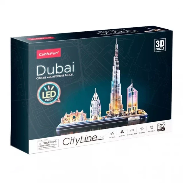 Cubic Fun Трехмерная головоломка-конструктор CITY LINE С LED ПОДСВЕТКОЙ "ДУБАЙ" - Фото 5 Cubic Fun Трехмерная головоломка-конструктор CITY LINE С LED ПОДСВЕТКОЙ "ДУБАЙ" - изображение 5