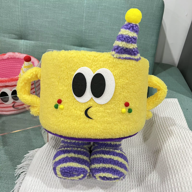Складная плюшевая корзина для игрушек с ручками 26×30см желтая - Фото 2 Складная плюшевая корзина для игрушек с ручками 26×30см желтая - изображение 2