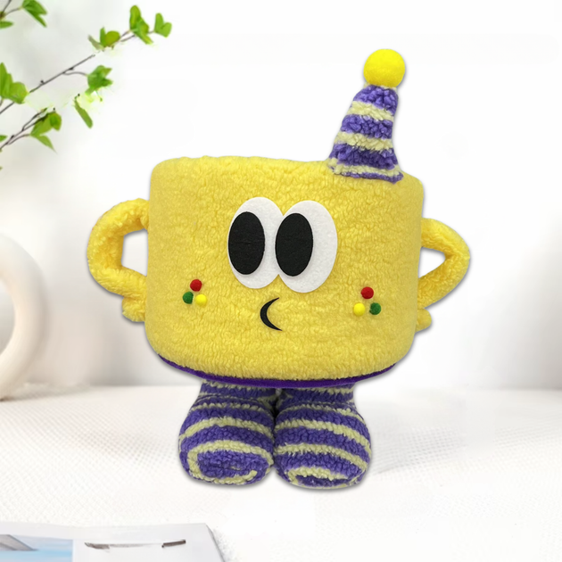 Складная плюшевая корзина для игрушек с ручками 26×30см желтая - Фото 3 Складная плюшевая корзина для игрушек с ручками 26×30см желтая - изображение 3