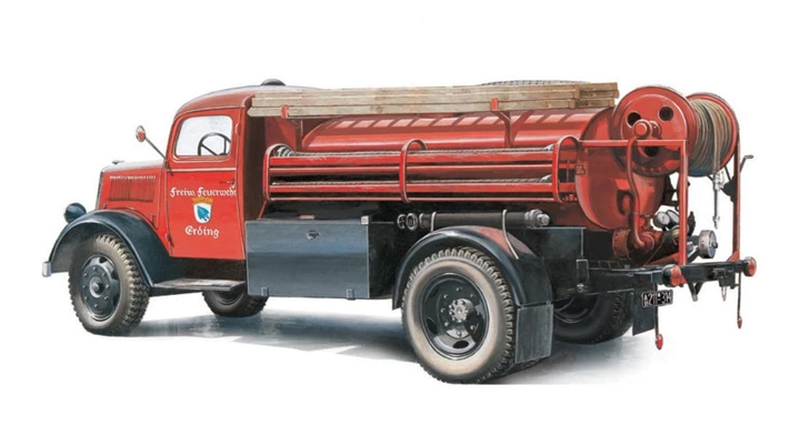 Збірна модель 1:24 пожежний автомобіль Opel Blitz Fire Truck Italeri 3966 - изображение 2