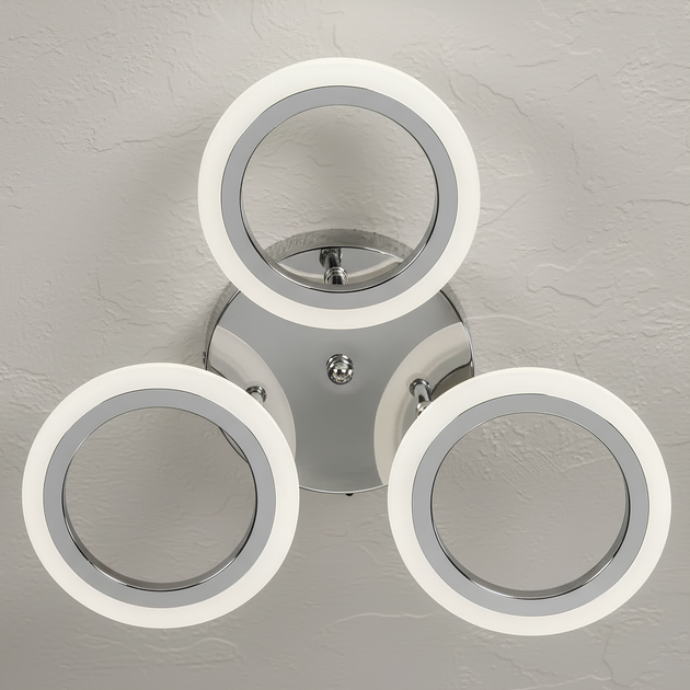LED люстра потолочная 36W с пультом и тремя акриловыми кольцами 3000-6500K хромового цвета Svet SY-26255/3 CR - изображение 3
