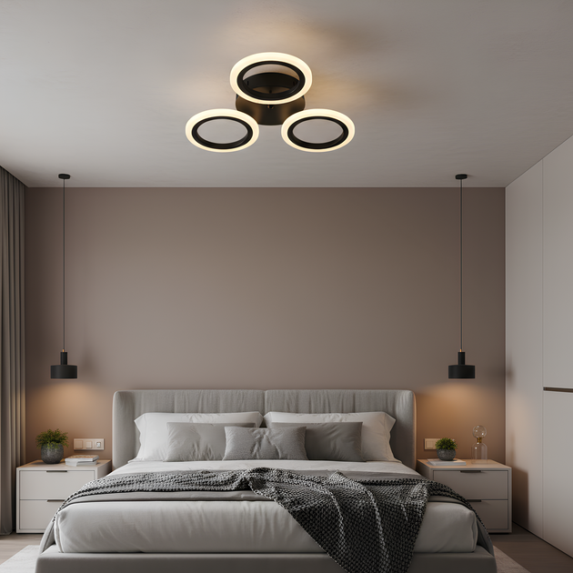 Потолочная светодиодная люстра с пультом 36W акриловые LED кольца 3000-6500K черного цвета Svet SY-26255/3 MB - Фото 6 Потолочная светодиодная люстра с пультом 36W акриловые LED кольца 3000-6500K черного цвета Svet SY-26255/3 MB - изображение 6