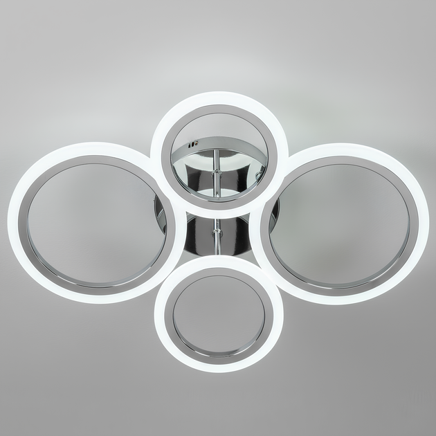 Потолочная LED люстра с пультом 60W 4 акриловых кольца 3000-6500K хромового цвета Svet SY-26255/2+2 CR - Фото 2 Потолочная LED люстра с пультом 60W 4 акриловых кольца 3000-6500K хромового цвета Svet SY-26255/2+2 CR - изображение 2