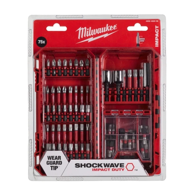 Набір біт Milwaukee SHOCKWAVE (75 предм.) PACKOUT, пластиковий кейс - зображення 2