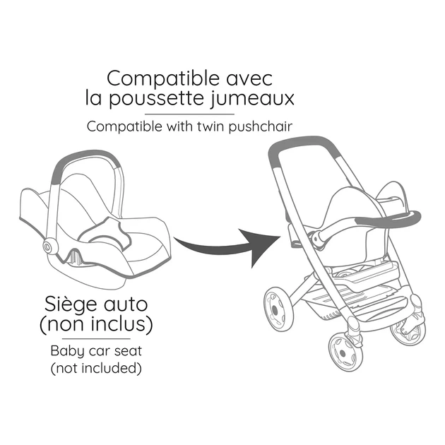 Коляска для ляльок-двійнят Smoby Maxi-Cosi Рожева перлина (7600253221) - Фото 4 Коляска для ляльок-двійнят Smoby Maxi-Cosi Рожева перлина (7600253221) - зображення 4