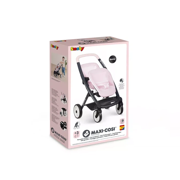 Коляска для ляльок-двійнят Smoby Maxi-Cosi Рожева перлина (7600253221) - Фото 5 Коляска для ляльок-двійнят Smoby Maxi-Cosi Рожева перлина (7600253221) - зображення 5