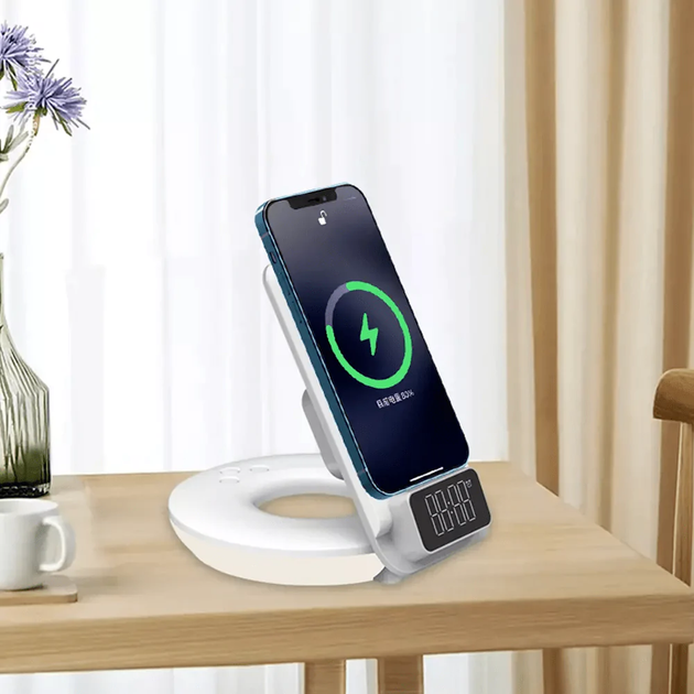 Бездротовий зарядний пристрій WiWU M11 4-in-1 Wireless Fast Charger with Time Clock and Backligh [73465] - зображення 6
