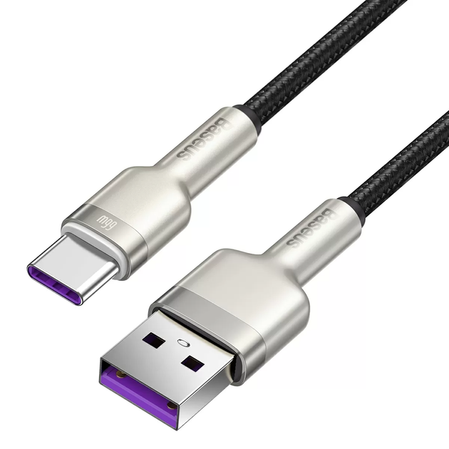 Кабель Baseus Cafule Metal Data Cable USB to Type-C 0.25m Black (CAKF000001) [86015] - изображение 2
