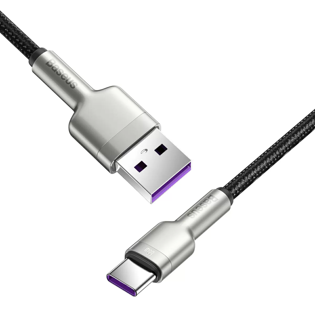 Кабель Baseus Cafule Metal Data Cable USB to Type-C 0.25m Black (CAKF000001) [86015] - изображение 3