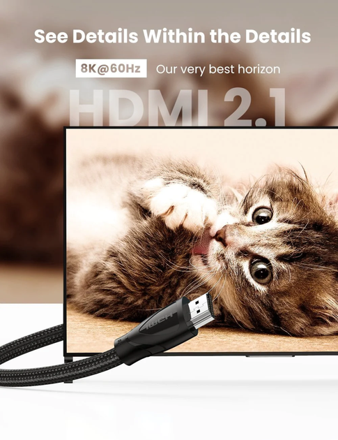 Кабель Ugreen HDMI to HDMI V2.1 Braided Cable 3m HD140 [84346] - изображение 4