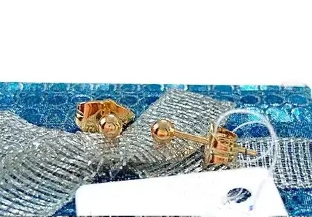 Позолоченные серьги-гвоздики диаметр 3мм позолота (9843) - изображение 2