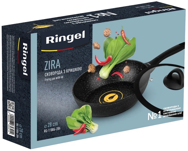 Сковорода Ringel Zira глибока з кришкою 28 см (RG-11006-28w) - Фото 3 Сковорода Ringel Zira глибока з кришкою 28 см (RG-11006-28w) - зображення 3
