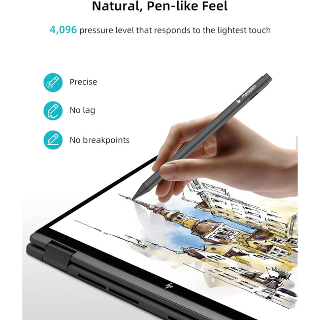 Стилус Metapen USI 2.0 G1 для Fire Max 11 швидка зарядка USB-C, стилус із функцією натиску 4096 для планшета - Фото 3 Стилус Metapen USI 2.0 G1 для Fire Max 11 швидка зарядка USB-C, стилус із функцією натиску 4096 для планшета - зображення 3