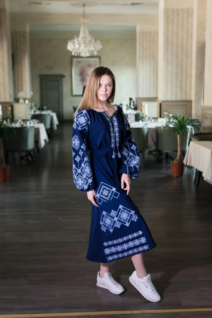 Etnoshop Легенда вишивки вишите плаття бохо XL Синє - Фото 5 Etnoshop Легенда вишивки вишите плаття бохо XL Синє - изображение 5