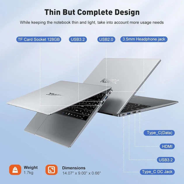 Ноутбук 15.6" Acemagic VistaBook TX15 Intel N150 RAM 16GB SSD 512GB Windows 11 - изображение 7