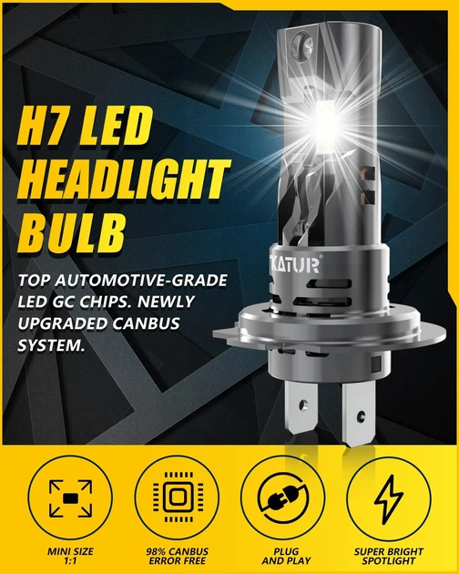 LED лампы H7 100W 6000K CSP 18000 лм, Canbus, с кулером, 12–16V, комплект 2 шт - изображение 3