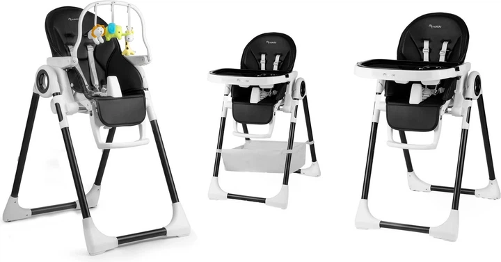 Krzesełko do karmienia Nukido Belo ze stolikiem czarne (5903890611521) - obraz 6