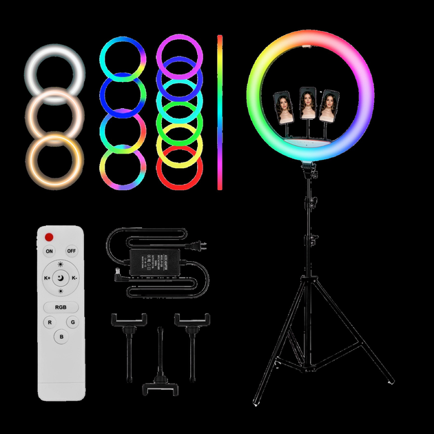 Кольцевая LED лампа MJ-18 46 см 55W для блогеров визажистов освещение для фото и видео съемки - изображение 4