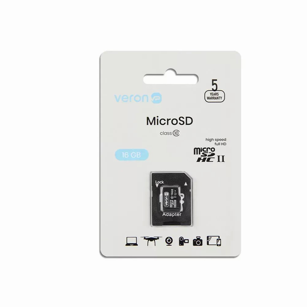 Карта памяти microSDHC 16GB Veron UHS-1 класс 10 для смартфонов фотоаппаратов быстрая передача данных - изображение 7
