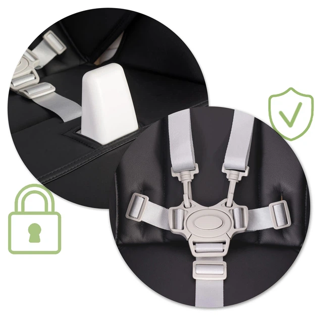 Krzesełko do karmienia ze stolikiem Nukido Belo z pałąkiem i zabawkami czarne (5903890613549) - obraz 9