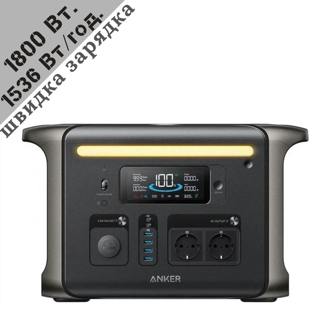 Станція резервного живлення Anker Solix F1500 / 1800 Вт / 1536 Вт⋅год / LiFePO4 / євророзетки - зображення 8