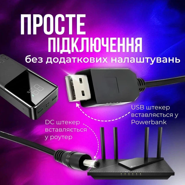 Кабель для роутера від повербанку, юсб дс кабель, usb шнур до роутера від павербанка універсальний 12v - Фото 3 Кабель для роутера від повербанку, юсб дс кабель, usb шнур до роутера від павербанка універсальний 12v - зображення 3