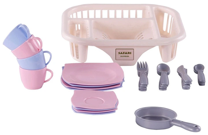 Zestaw do zabawy Cavallino Naczynia z suszarką do naczyń 30 elementów Różowy (8487SF01) (8719214074661) - obraz 3