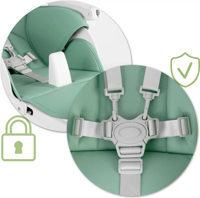 Krzesełko do karmienia ze stolikiem Nukido Belo z pałąkiem i zabawkami zielone (5903890618766) - obraz 5