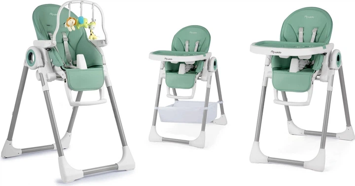 Krzesełko do karmienia ze stolikiem Nukido Belo z pałąkiem i zabawkami zielone (5903890618766) - obraz 9