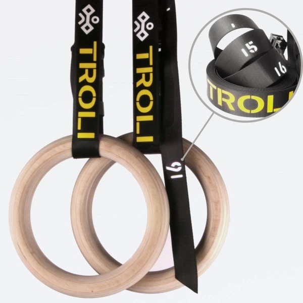 Гимнастические деревянные кольца Troli Wooden Rings with Slings Num 4,5 метра х 25мм 28мм - изображение 3
