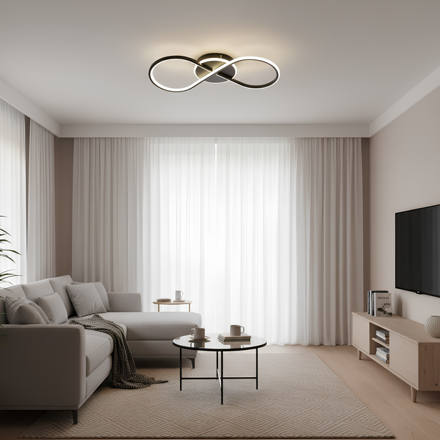 LED люстра стельова «нескінченність» з пультом 62W акриловий розсіювач 3000-6500K чорного кольору Svet SY-16129/1T BK - Фото 4 LED люстра стельова «нескінченність» з пультом 62W акриловий розсіювач 3000-6500K чорного кольору Svet SY-16129/1T BK - зображення 4