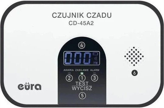 Датчик чадного газу Eura-Tech CD-45A2 з живленням від батареї LCD (A21A446) - зображення 1