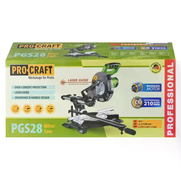 Аккумуляторная торцовочная пила Procraft PGS28 (без АКБ и ЗУ, круг 210 мм) - изображение 15