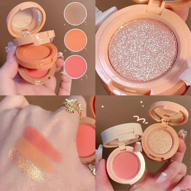 Набір рум’ян і хайлайтера 2в1 для обличчя Hudavioji Blusher and Highlighter, 14g - Фото 3 Набір рум’ян і хайлайтера 2в1 для обличчя Hudavioji Blusher and Highlighter, 14g - зображення 3
