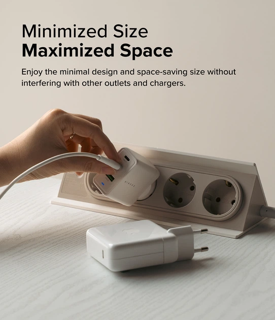 Сетевое зарядное устройство Ringke 65W GaN 3-Port Ground Fast Charging White (AP1062RS) - изображение 11