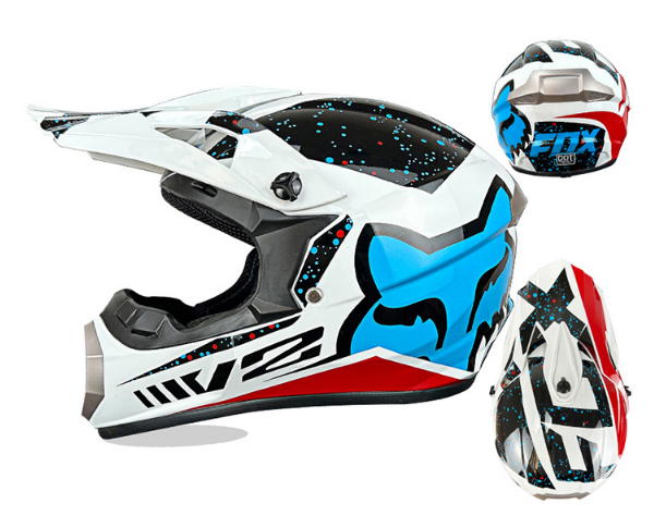 Мотошлем кроссовый FOX V2 Series - White/Blue/Red (Размер XL) - изображение 4