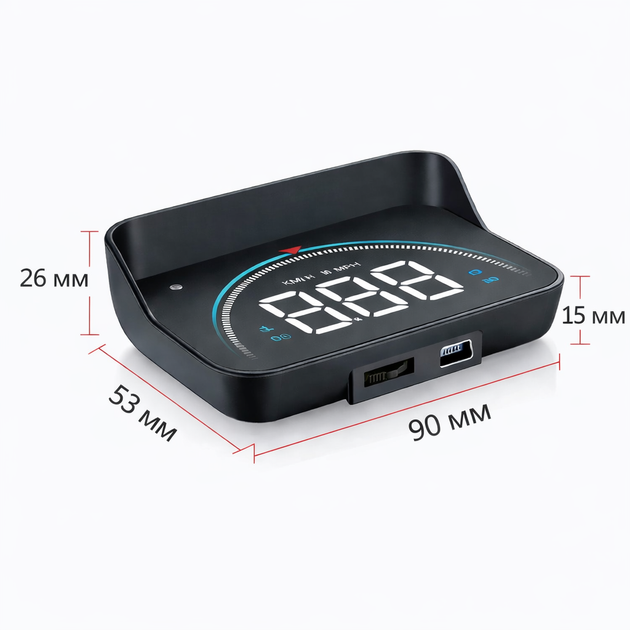 Автомобільна проекція швидкості HUD M8 на лобове скло через OBD2 білий колір цифр - зображення 3