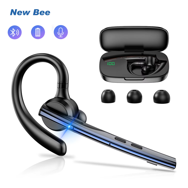 Bluetooth гарнітура New Bee M54 Black з шумопоглинанням для телефонних розмов та прослуховування музики - зображення 2