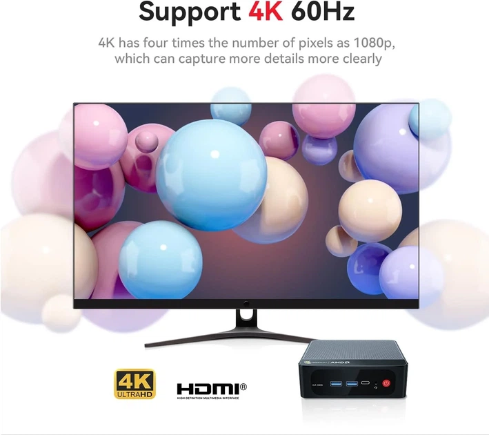 Мини ПК Beelink SER5 / AMD Ryzen 5 5600U / RAM 16GB / SSD 512GB / 1 x HDMI / 1 x LAN / Wi-Fi 6 / Bluetooth 5.2 / Windows 11 Pro / Черный - изображение 2