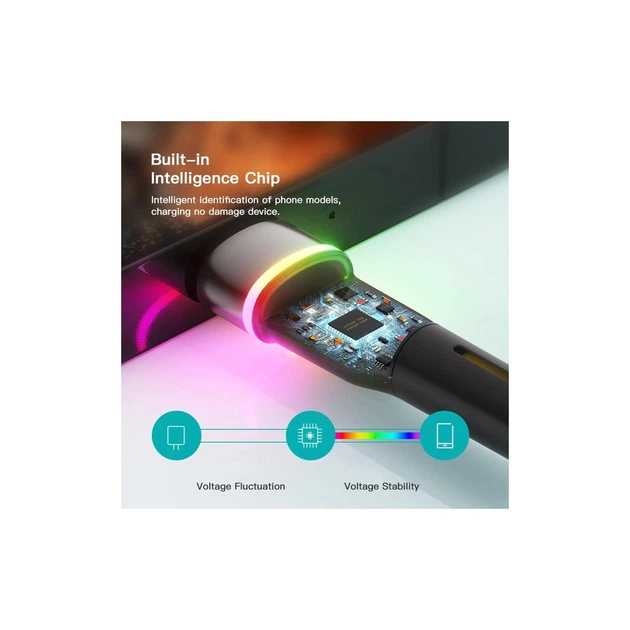 Дата кабель USB 2.0 AM to USB-C 0.5m 3A LED black Essager (EXCT-XCDB01) - изображение 7