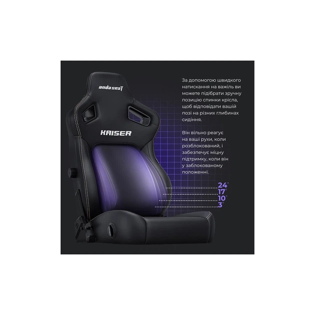 Кресло игровое Anda Seat Kaiser 4 PVC Size L Violet (AD12YDDC-L-20-V-PV/C) - изображение 5