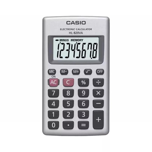 Калькулятор Casio HL-820VA-W-EP, сріблястий (CALC-CAS-HL-820VA-W) - Фото 1 Калькулятор Casio HL-820VA-W-EP, сріблястий (CALC-CAS-HL-820VA-W) - зображення 1