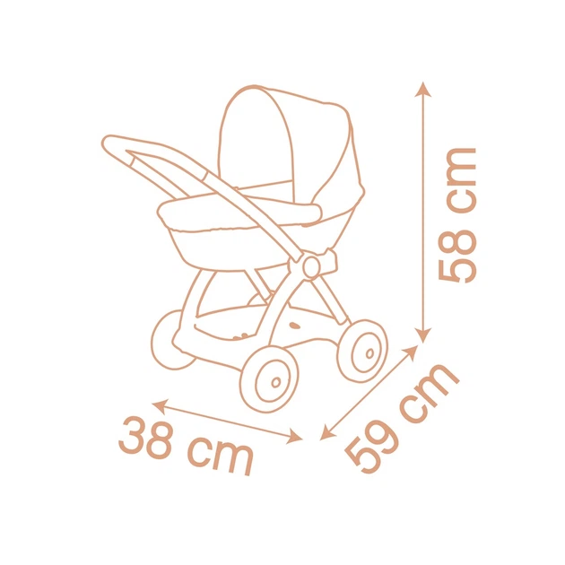 Коляска для кукол Smoby Baby Nurse Терракотовая пудра, люлька с корзиной, 18 мес + (7600254124) - изображение 7
