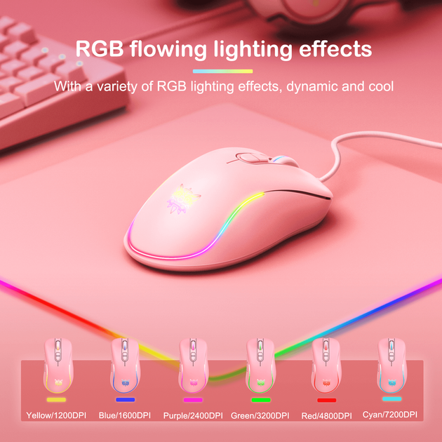 Игровая компьютерная мышь ONIKUMA Gaming CW907 (USB) RGB pink - изображение 3