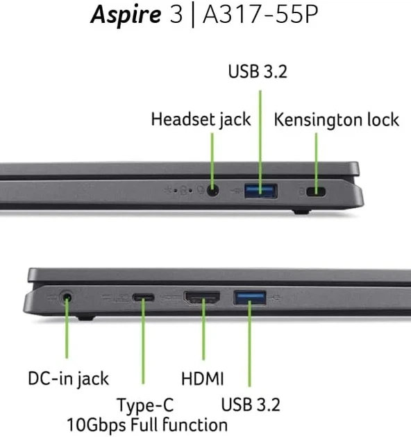 Ноутбук 17.3" Acer Aspire 3 (A317-55P-C8DB) Intel Celeron N100 RAM 4GB SSD 128GB 10год батарея Windows 11 (UKR) Б/В - зображення 5