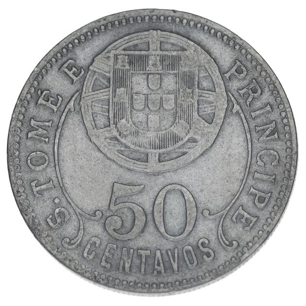 Монета Сан-Томе и Принсипи 50 сентаво 1929 F-VF - изображение 2